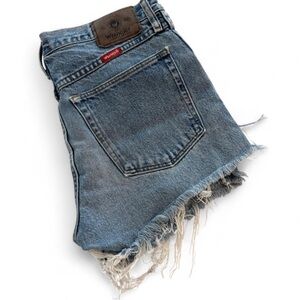 Wrangler Blue Frayed Denim Shorts